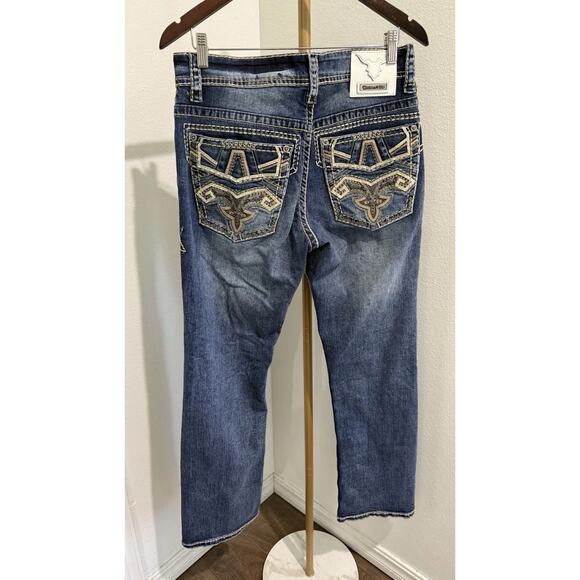 Western Blue Embroidered Classic Straight Fit Men’s Denim Jeans Size 32X32 - Picture 1 of 7